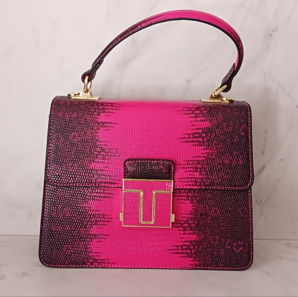 Pink Alligator Print Handbag